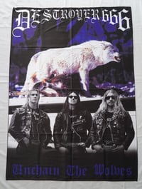 Image 1 of DESTROYER 666 - Unchain the wolves Flag (cloth poster Banner tapestry) Black metal