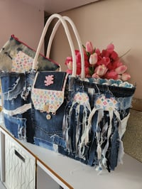 Image 2 of Twisted Denim Tote Bag Set