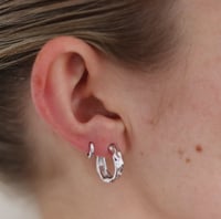 Image 2 of MOLTEN TEXTURE HOOPS IN SILVER