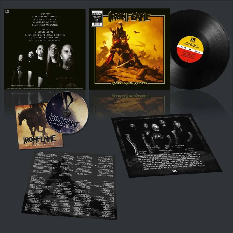 Ironflame "Kingdom Torn Asunder" (High Roller) Import Black Vinyl/Cover CD bundle