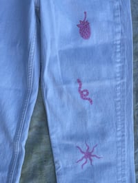 Image 4 of Illustrated Jeans No 2 - White with Pink - W26 L30