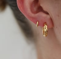 Image 2 of MOLTEN TEXTURE HOOPS IN GOLD