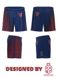 Image 1 of RB Productions Seariders Blue/Red Faded Tribal Shorts
