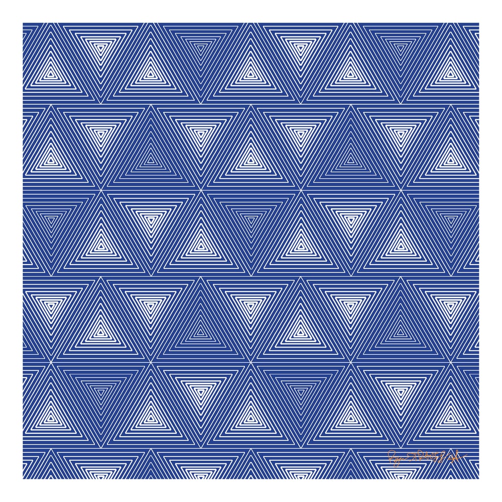 Image of Triangle Tesselation - White on Dark Cyan