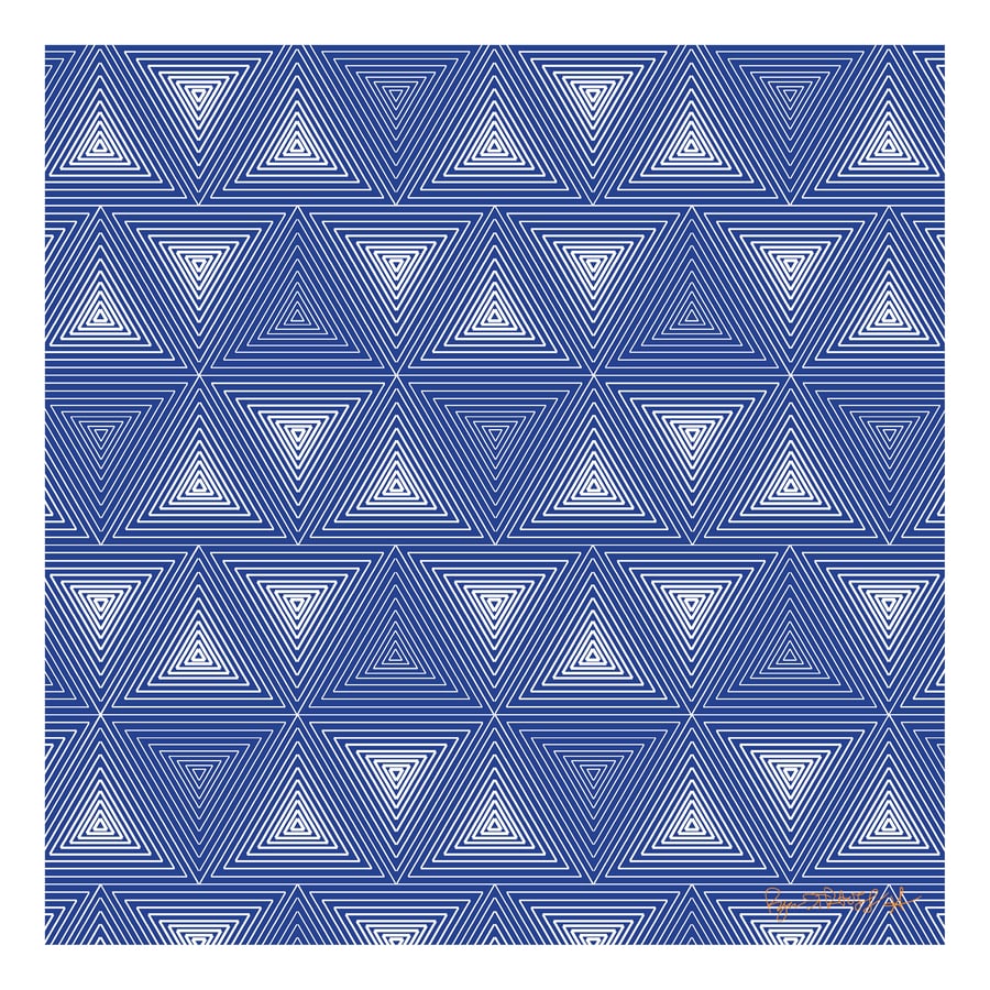 Image of Triangle Tesselation - White on Dark Cyan