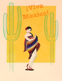 Mexican Pin Up Girl 8.5 x 11