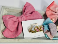 Image 3 of Mauve & Pink Bow/ Headband Set