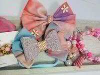 Image 4 of Mauve & Pink Bow/ Headband Set