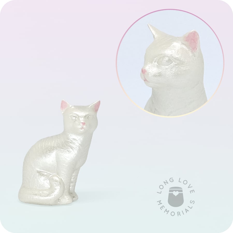 Image of Pearly Cat Figurine, Small Gift for Cat Lovers