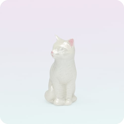 Image of Pearly Cat Figurine, Small Gift for Cat Lovers