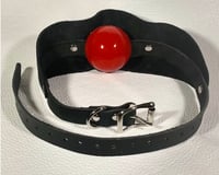 Image 3 of Bondage Leather Single Strap Panel Ball Gag (Silicone Ball)