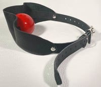 Image 4 of Bondage Leather Single Strap Panel Ball Gag (Silicone Ball)