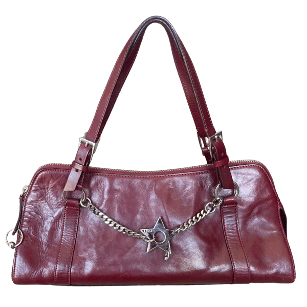 Image of DIOR HARDCORE BURGUNDY PIERCING BAG