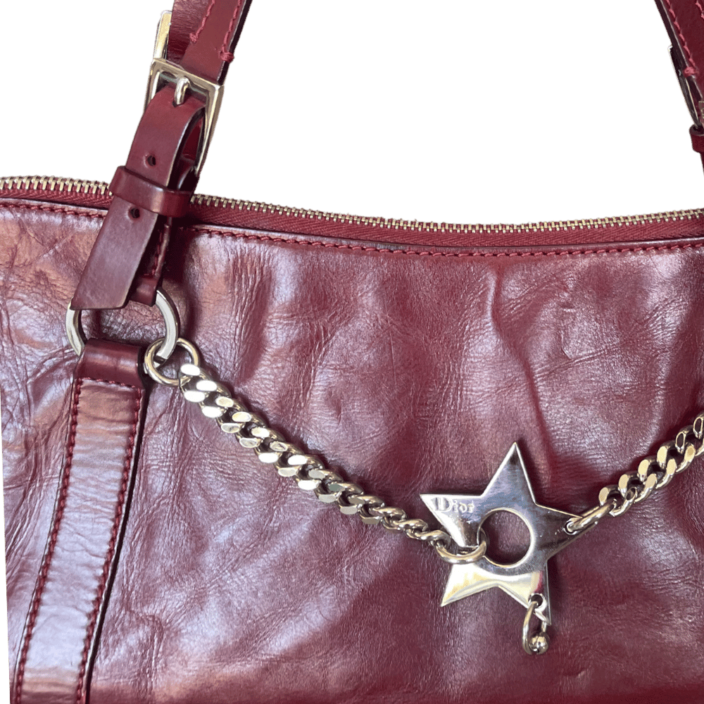 Image of DIOR HARDCORE BURGUNDY PIERCING BAG
