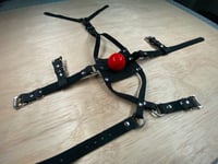 Image 4 of Bondage Leather Head Harness Panel Gag 