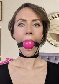 Image 1 of Bondage Leather Chin-Neck Strap Ball Gag