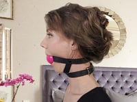 Image 2 of Bondage Leather Chin-Neck Strap Ball Gag