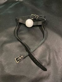Image 3 of Bondage Leather Chin-Neck Strap Ball Gag
