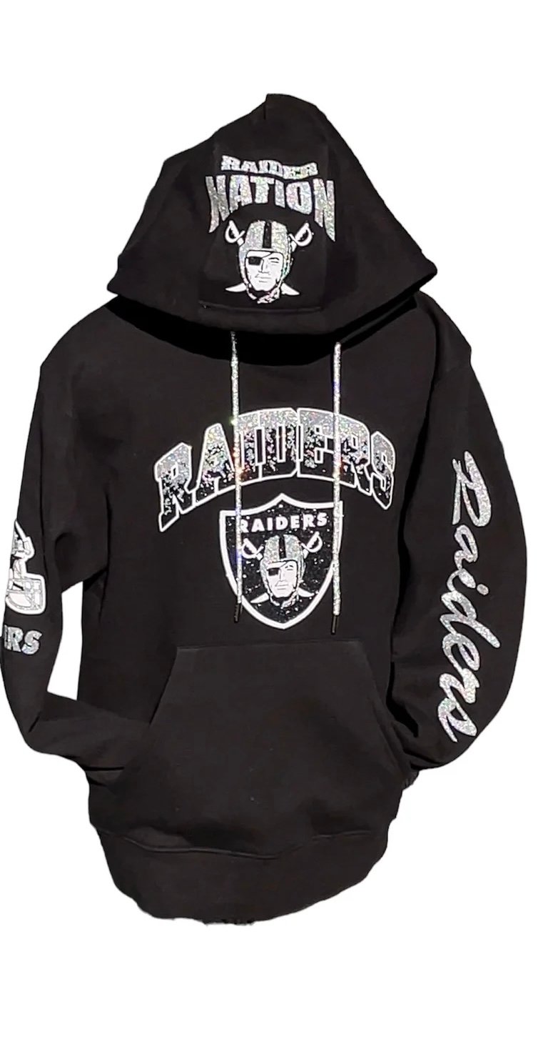 Black And Silver Football Hoodie 