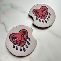 Image 3 of Crying heart car coaster set