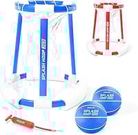 GoSports Splash Hoop 360 Floating Pool Basketball Game - Includes Hoop, 2 Balls and Pump - Choose Re