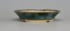 Round bonsai pot in a green layered glaze. D.159mm