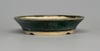 Round bonsai pot in a green layered glaze. D.159mm