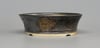 Round bonsai pot in a bronze crystalline glaze. D.148mm