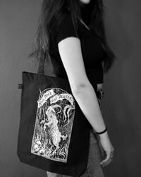 Image 2 of Kein Bock auf Nazis - Screen Printed Tote Bag - white print on black organic cotton bag