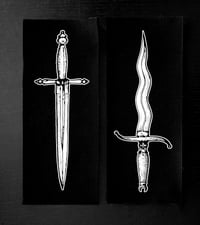 Image 1 of Patch set "Daggers" -  two screen printed and hand cut dagger patches
