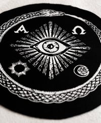 Image 3 of screen printed patch "Eye of Ouroboros"