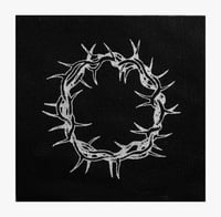 Image 1 of Crown of Thorns - screen printed patch with silver ink on black canvas - ca. 11 x 11 cm