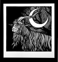 Image 1 of Art print "Goat Night" - illustration in black and white