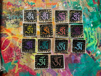 Image 2 of Colourful square Tibetan OM paper stickers 