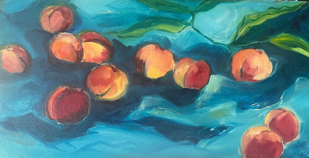 Image of Peaches on Blue 