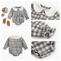 Image 2 of Gingham Long Sleeve Rompers