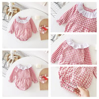 Image 4 of Gingham Long Sleeve Rompers