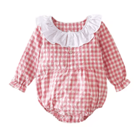 Image 7 of Gingham Long Sleeve Rompers