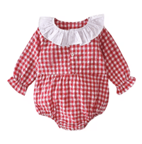 Image 9 of Gingham Long Sleeve Rompers