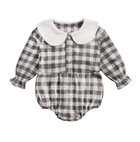 Image 10 of Gingham Long Sleeve Rompers