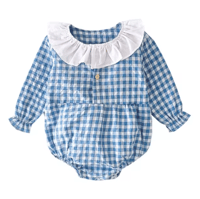 Image 8 of Gingham Long Sleeve Rompers