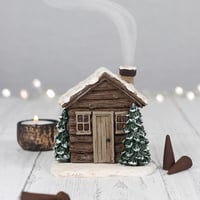 Image 1 of Winter Log Cabin Incense Cone Burner + FREE cones