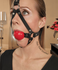 Image 3 of Bondage Classic Leather Head Harness  Ball Gag 
