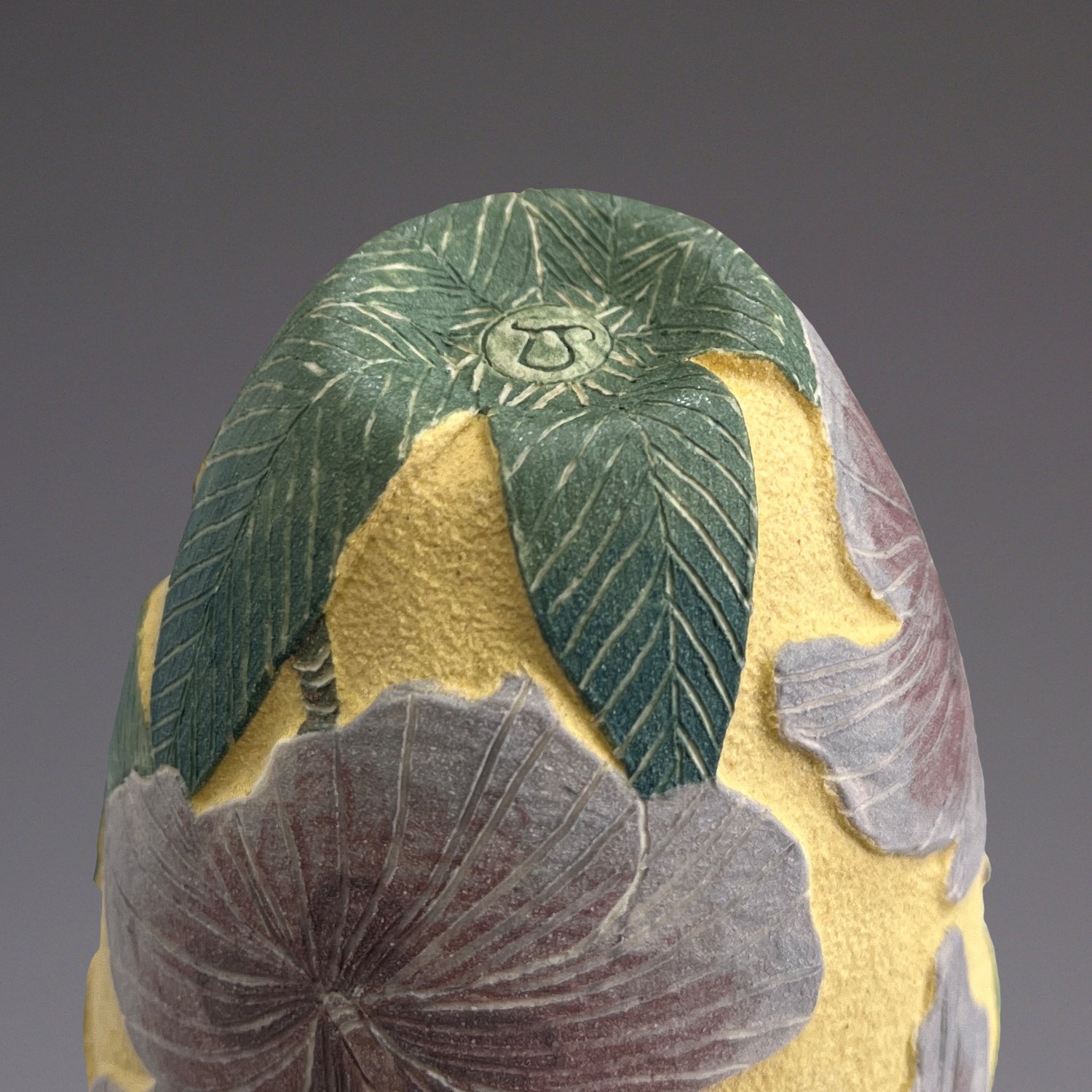 Image of Malaysian butterfly & Hibiscus sgraffito vessel 