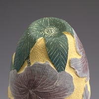 Image 7 of Malaysian butterfly & Hibiscus sgraffito vessel 