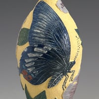 Image 2 of Malaysian butterfly & Hibiscus sgraffito vessel 