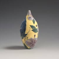 Image 3 of Malaysian butterfly & Hibiscus sgraffito vessel 