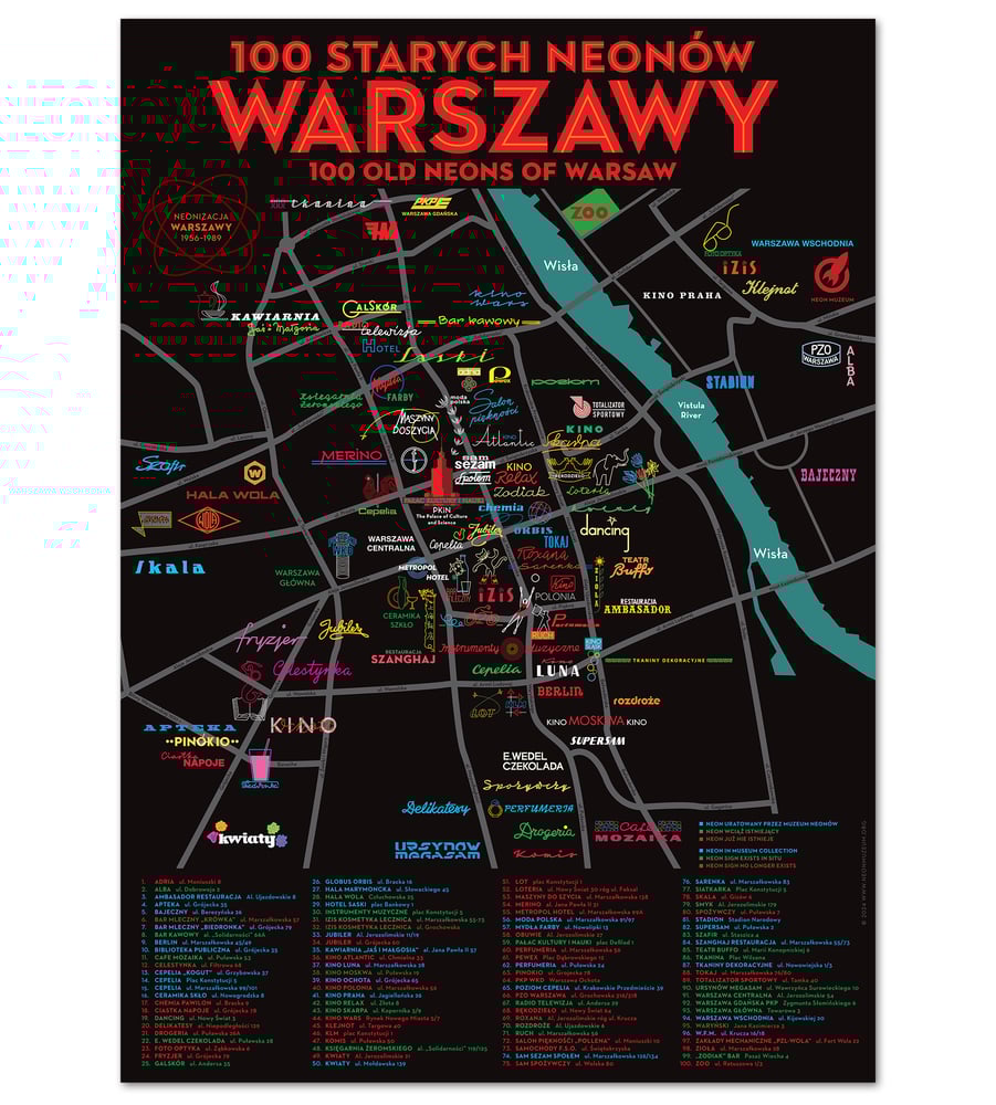 Image of '100 Old Neons of Warsaw' Poster