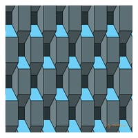 Elevator Wall - Greyscale w/ Blue