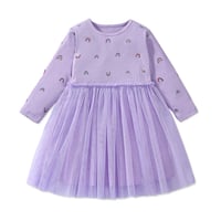 Image 1 of Purple Rainbow Ribbed Tutu Dress